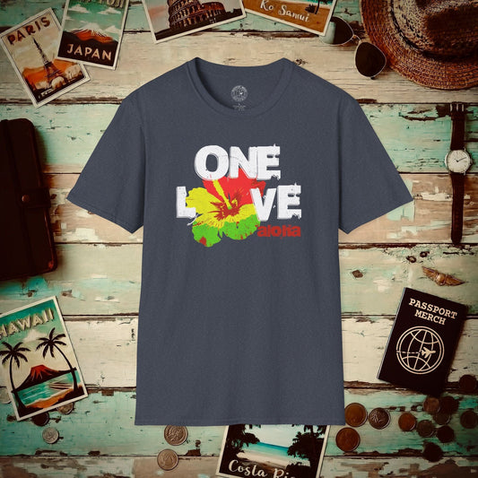 One Love, Aloha, Hawaii T-Shirt Heather Navy / S