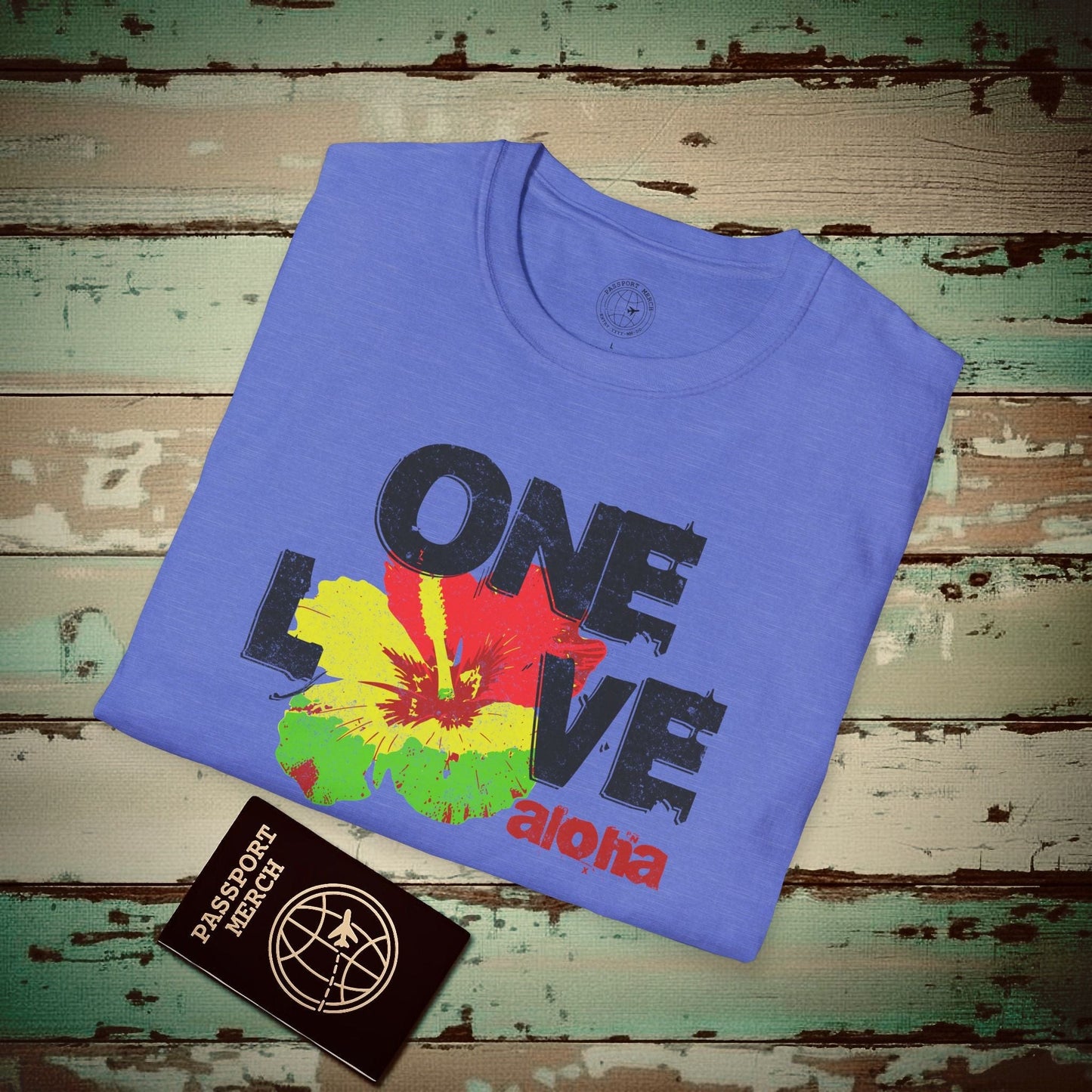 One Love, Aloha, Hawaii T-Shirt Heather Royal / S