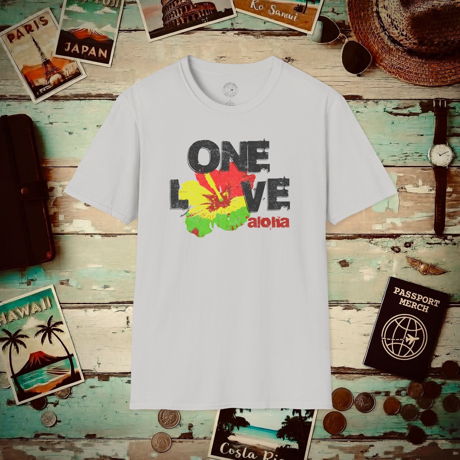 One Love, Aloha, Hawaii T-Shirt Ice Grey / S