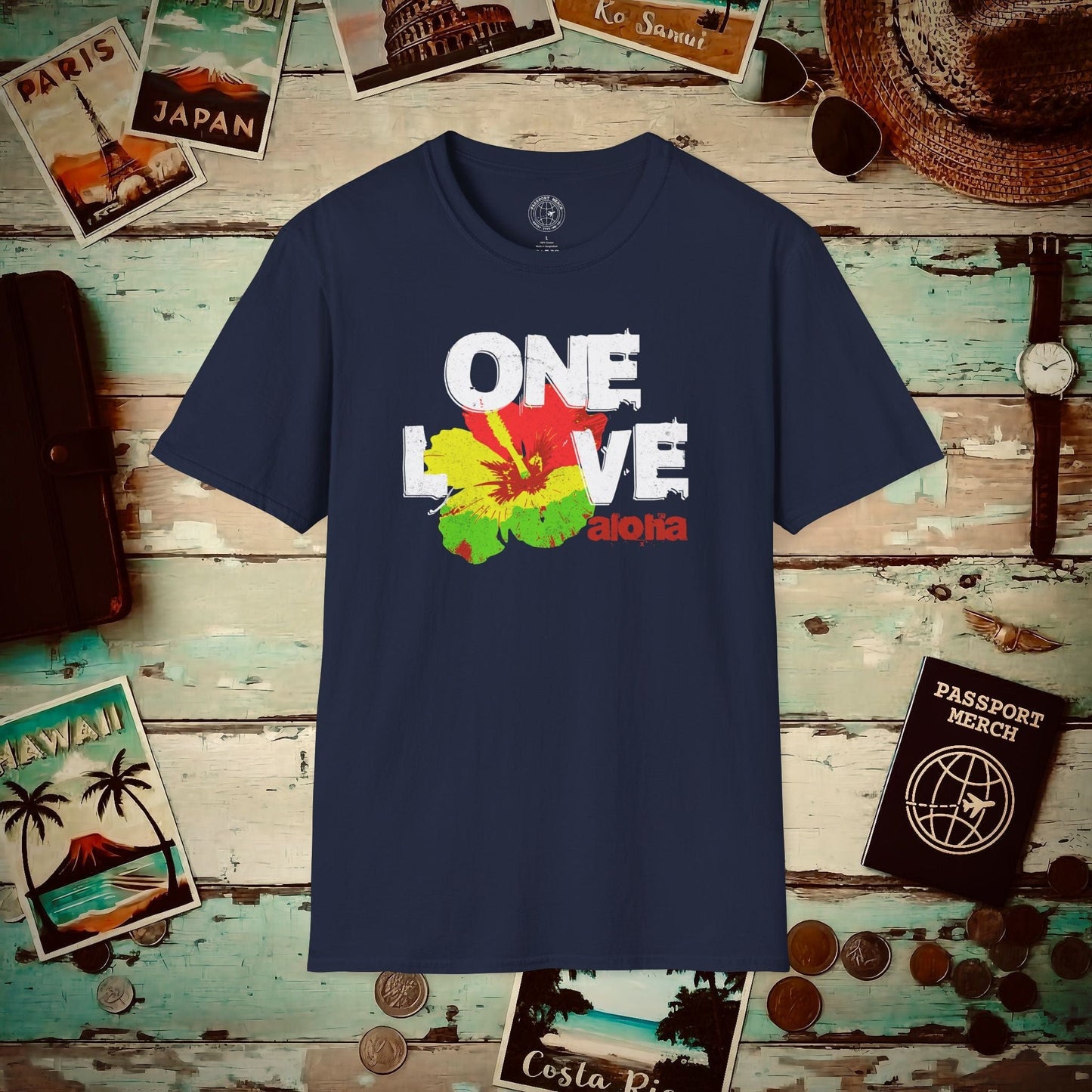 One Love, Aloha, Hawaii T-Shirt Navy / S