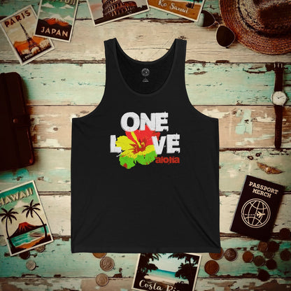 One Love, Aloha, Hawaii Tank Top Black / XS