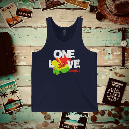 One Love, Aloha, Hawaii Tank Top Navy / XS