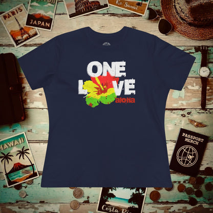 One Love, Aloha, Hawaii, Womens Fit T-Shirt Navy / S
