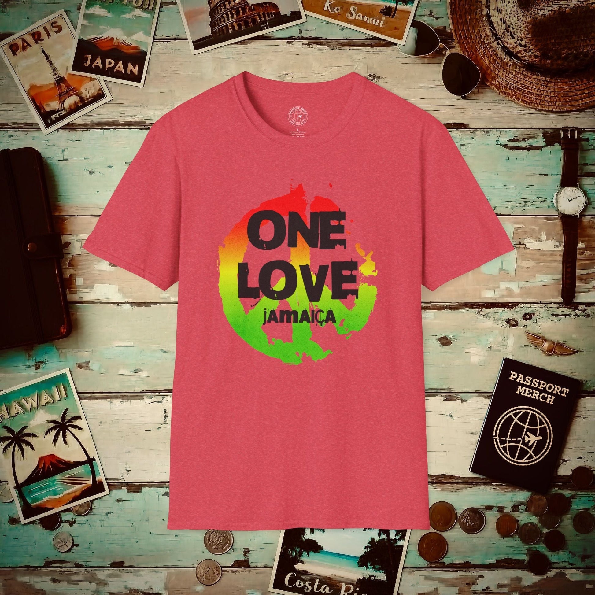 One Love, Jamaica T-Shirt Heather Red / S