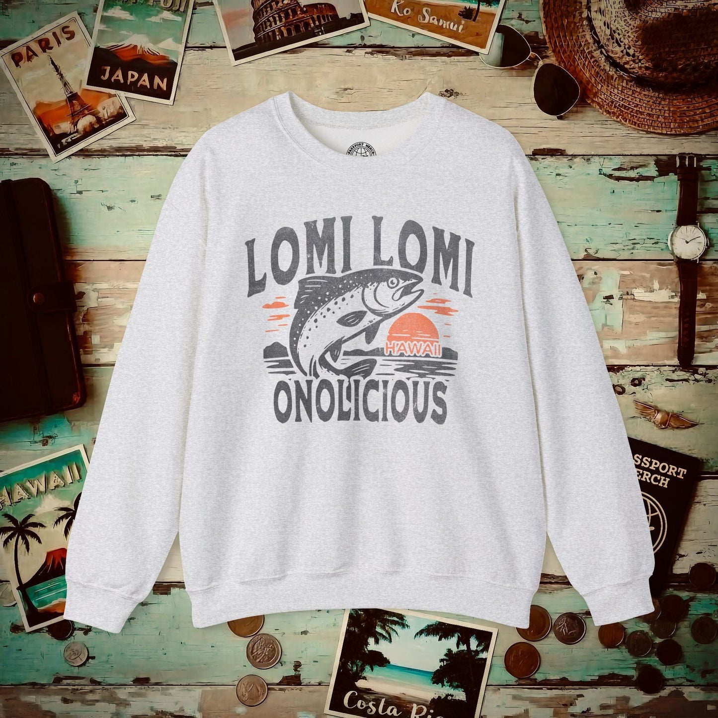Onolicious Lomi Lomi Salmon, Hawaii Crewneck Ash / S