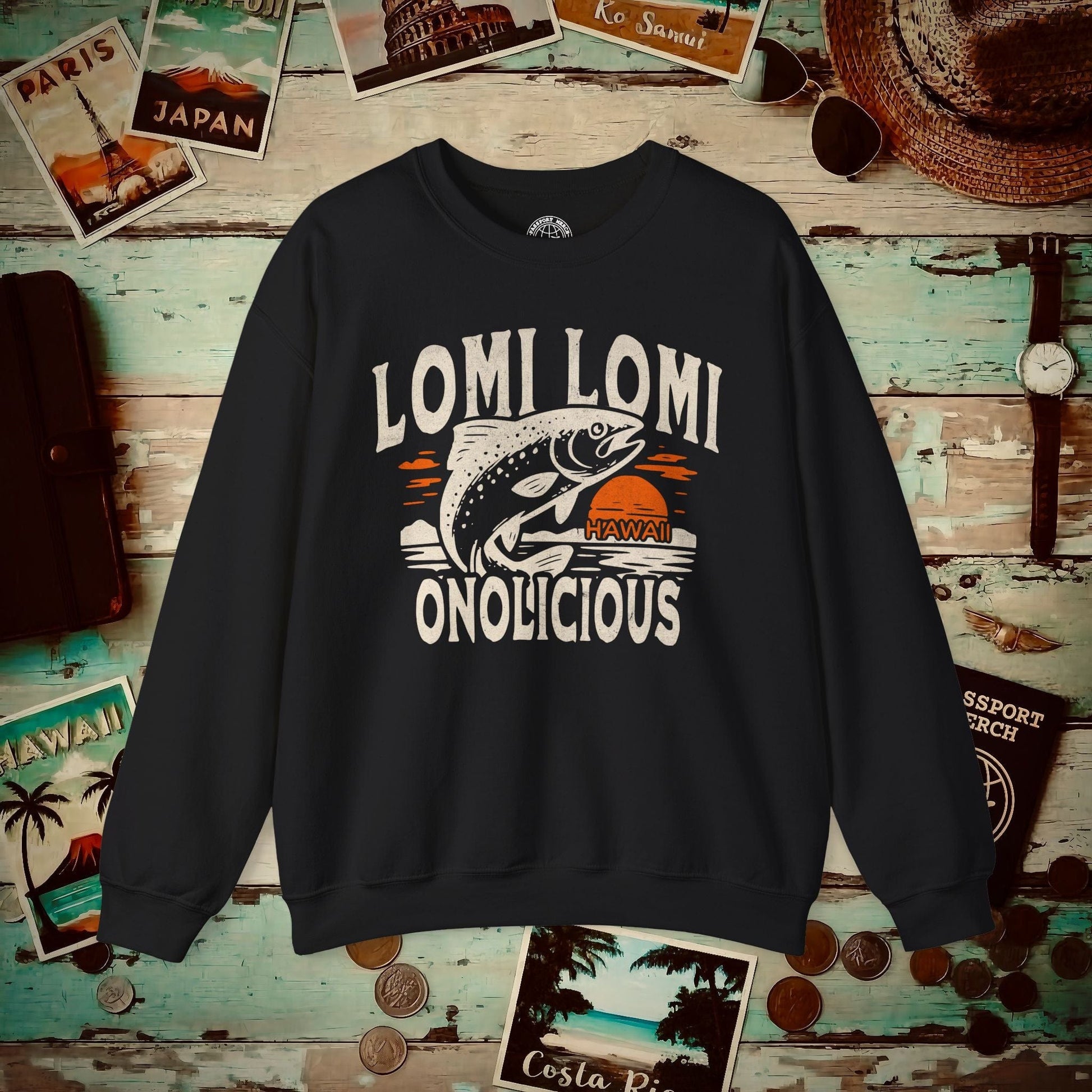 Onolicious Lomi Lomi Salmon, Hawaii Crewneck Black / S