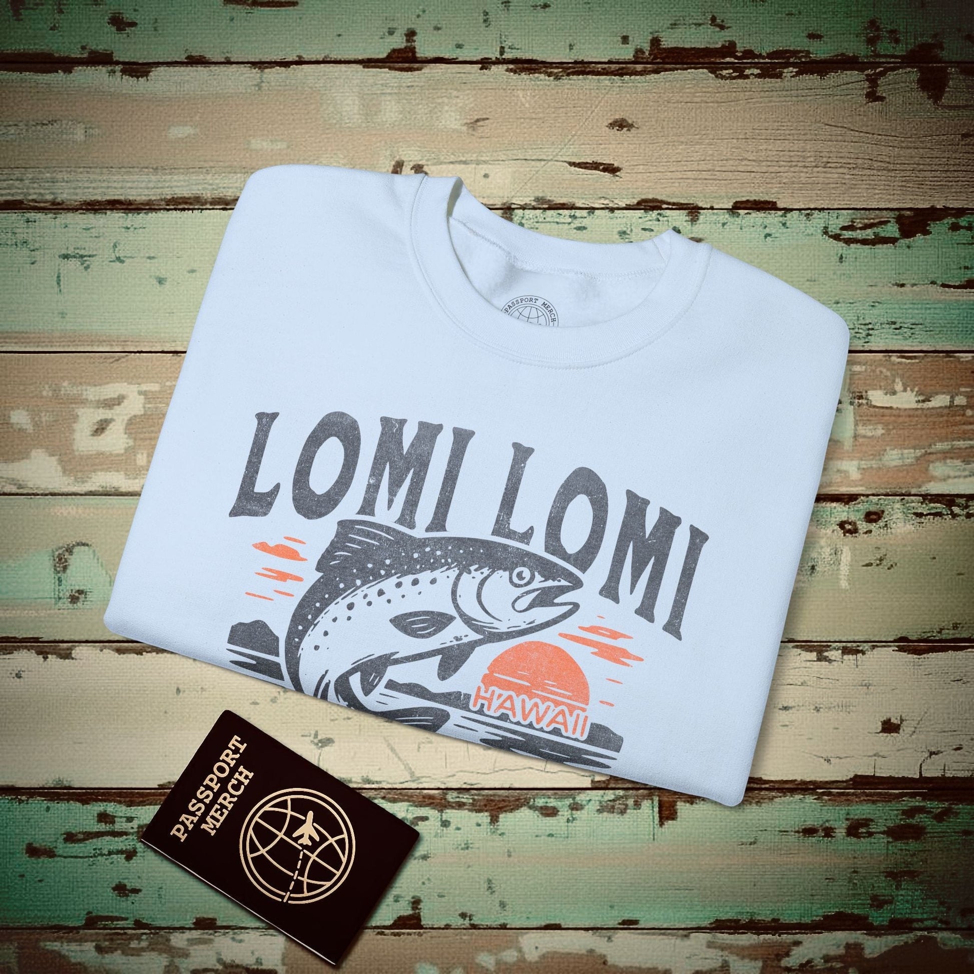 Onolicious Lomi Lomi Salmon, Hawaii Crewneck Light Blue / S