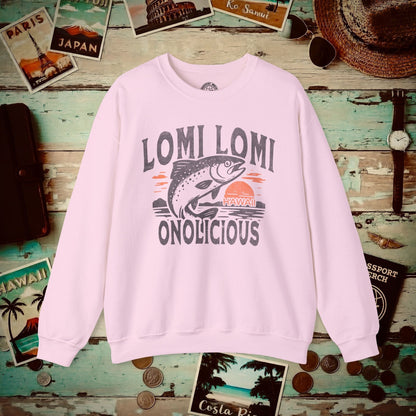 Onolicious Lomi Lomi Salmon, Hawaii Crewneck Light Pink / S