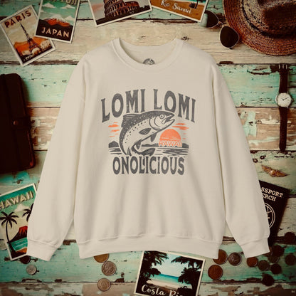 Onolicious Lomi Lomi Salmon, Hawaii Crewneck Sand / S