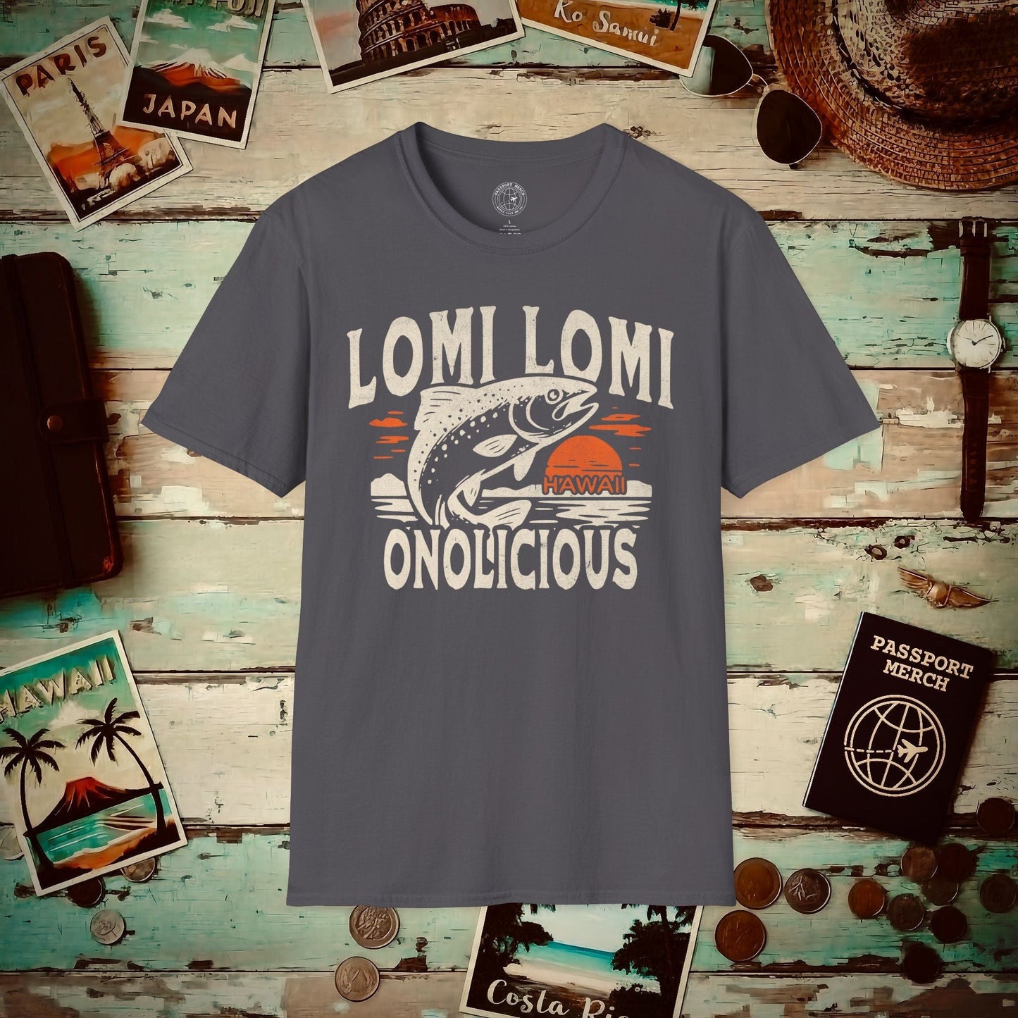 Onolicious Lomi Lomi Salmon, Hawaii T-Shirt Charcoal / S