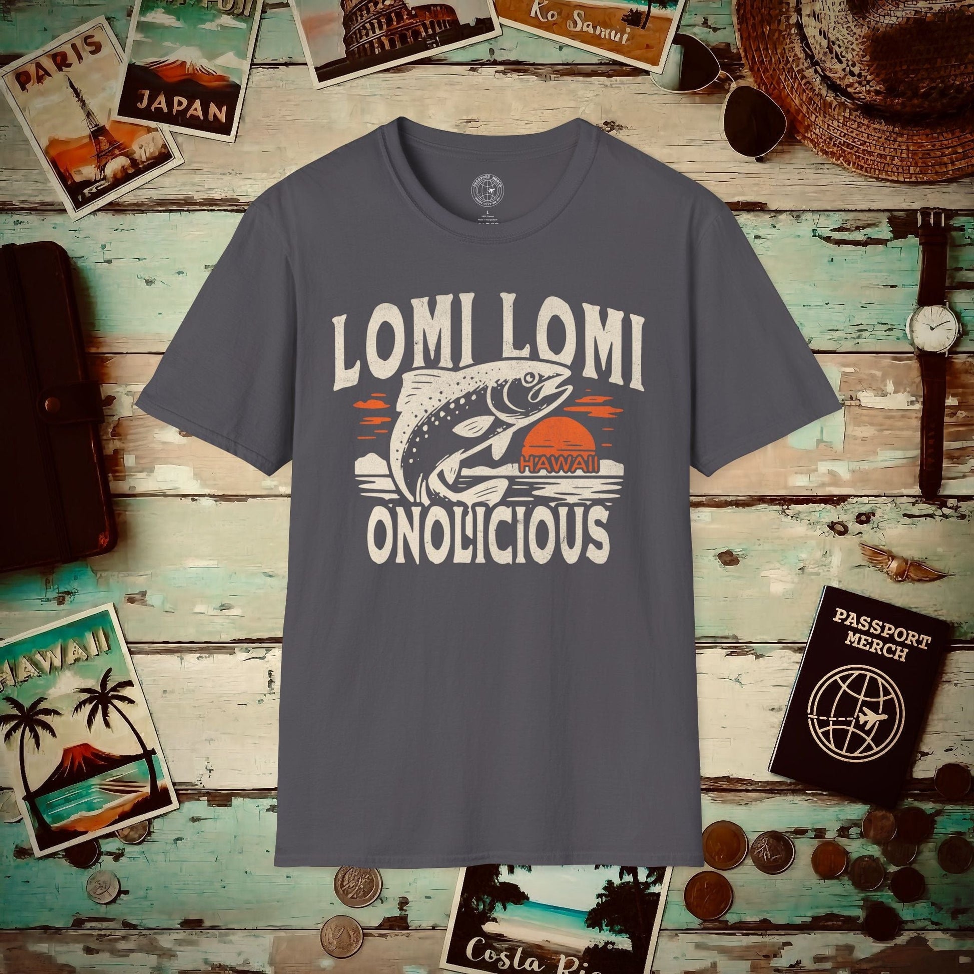 Onolicious Lomi Lomi Salmon, Hawaii T-Shirt Charcoal / S