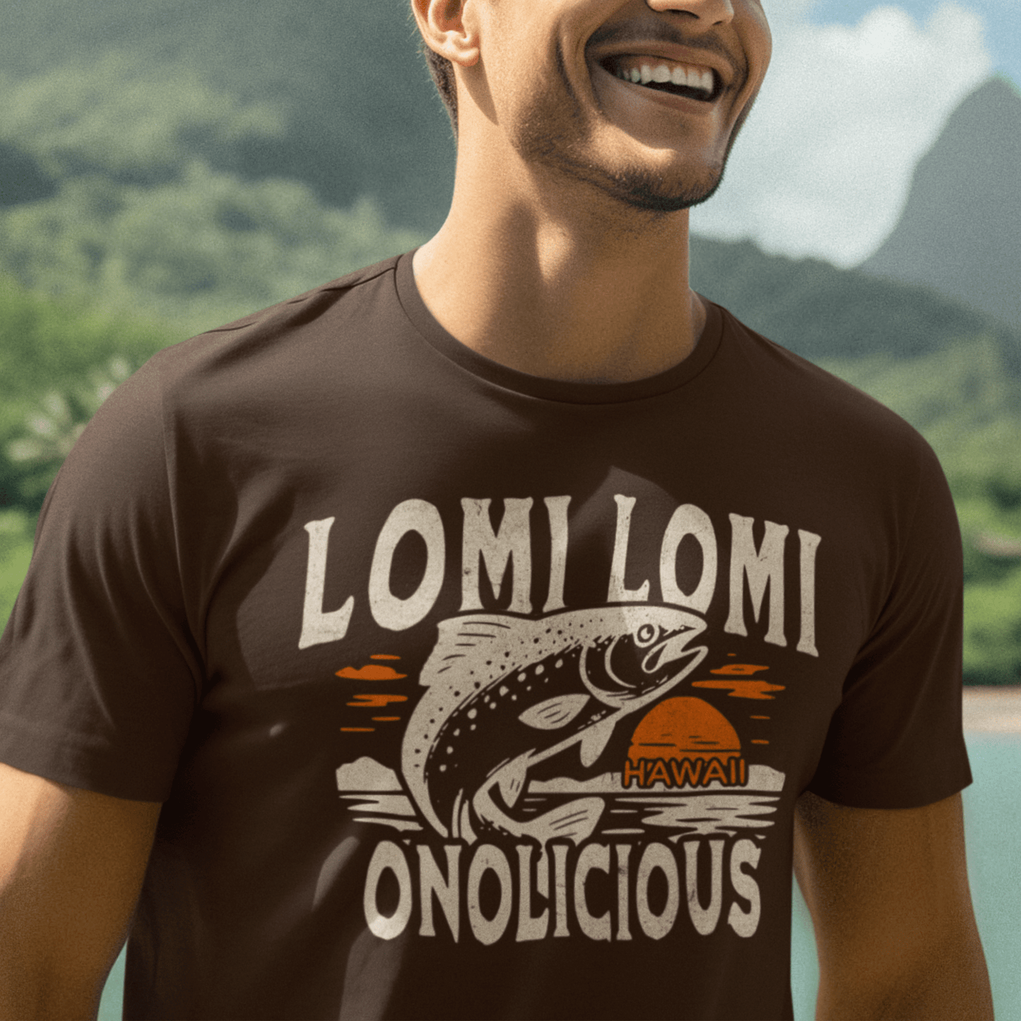 Onolicious Lomi Lomi Salmon, Hawaii T-Shirt Dark Chocolate / S