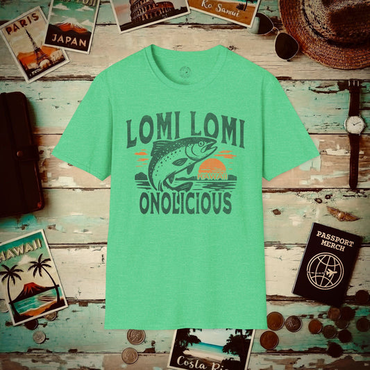 Onolicious Lomi Lomi Salmon, Hawaii T-Shirt Heather Irish Green / S