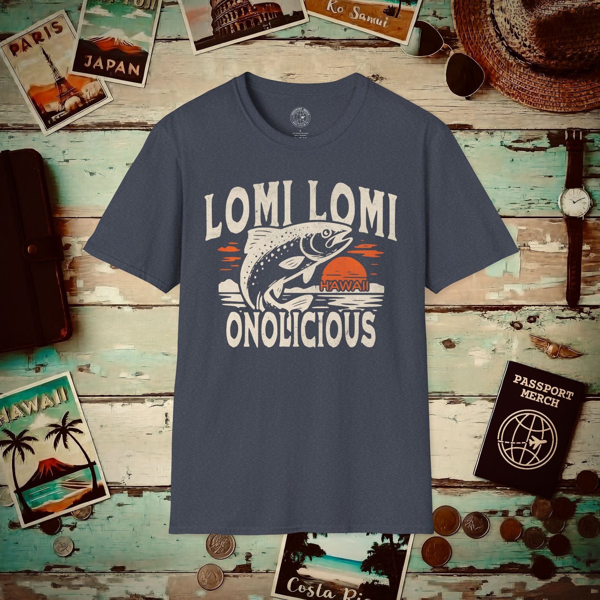 Onolicious Lomi Lomi Salmon, Hawaii T-Shirt Heather Navy / S