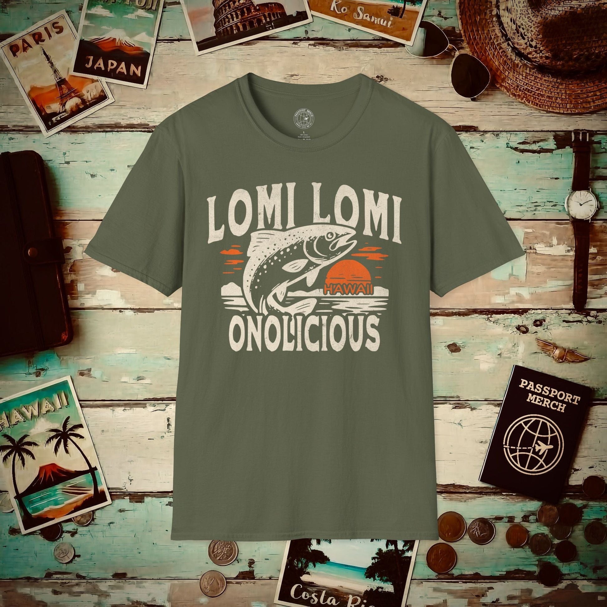 Onolicious Lomi Lomi Salmon, Hawaii T-Shirt Military Green / S