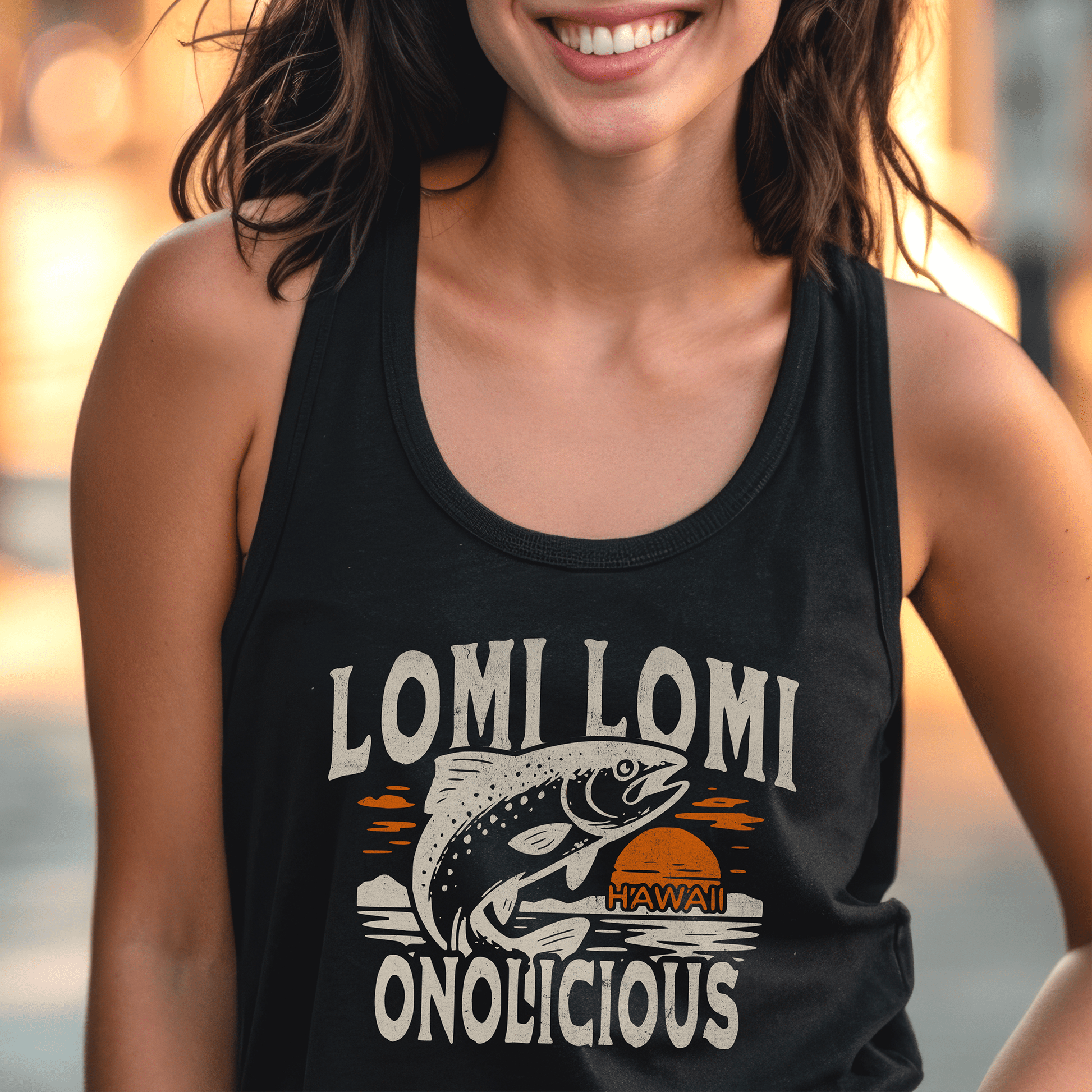 Onolicious Lomi Lomi Salmon, Hawaii Tank Top Black / XS