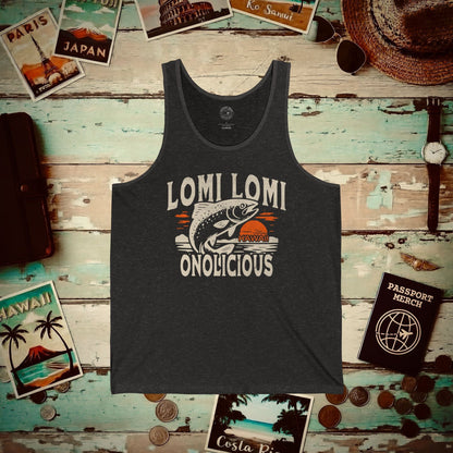 Onolicious Lomi Lomi Salmon, Hawaii Tank Top Charcoal Black TriBlend / XS