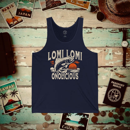 Onolicious Lomi Lomi Salmon, Hawaii Tank Top Navy / XS