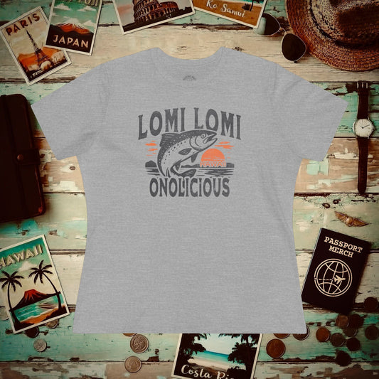 Onolicious Lomi Lomi Salmon, Hawaii, Womens Fit T-Shirt Athletic Heather / S