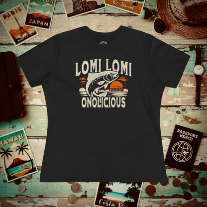 Onolicious Lomi Lomi Salmon, Hawaii, Womens Fit T-Shirt Black / S