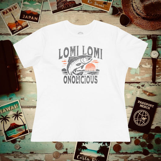 Onolicious Lomi Lomi Salmon, Hawaii, Womens Fit T-Shirt White / S