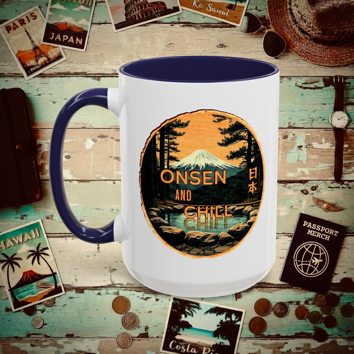 Onsen and Chill, Japan 15oz Mug Navy / 15oz