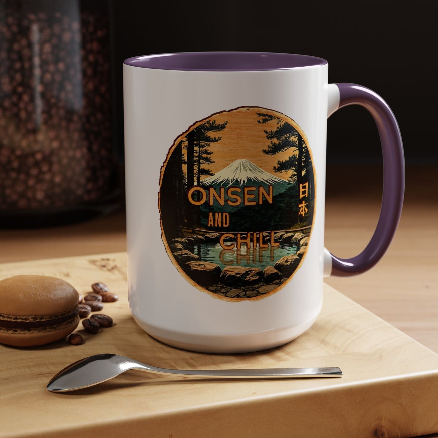 Onsen and Chill, Japan 15oz Mug Purple / 15oz