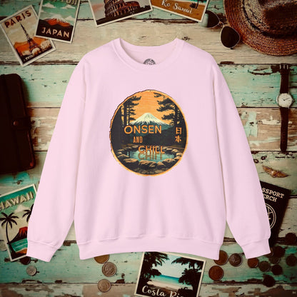 Onsen and Chill, Japan Crewneck Light Pink / S