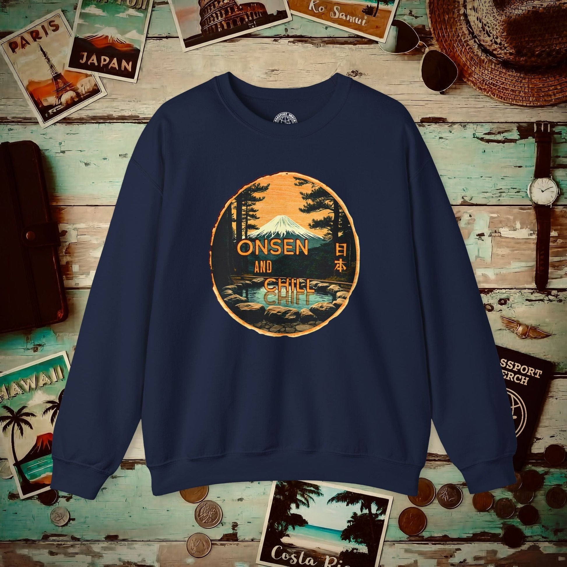 Onsen and Chill, Japan Crewneck Navy / S