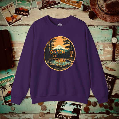 Onsen and Chill, Japan Crewneck Purple / S