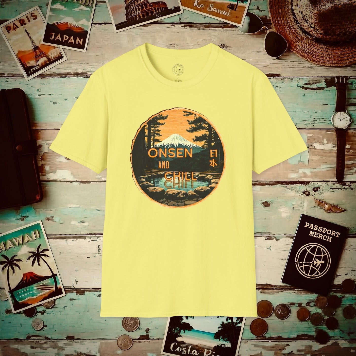 Onsen and Chill, Japan T-Shirt Cornsilk / S