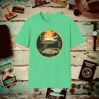 Onsen and Chill, Japan T-Shirt Heather Irish Green / S