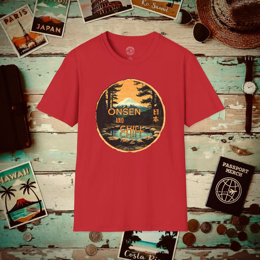 Onsen and Chill, Japan T-Shirt Red / S