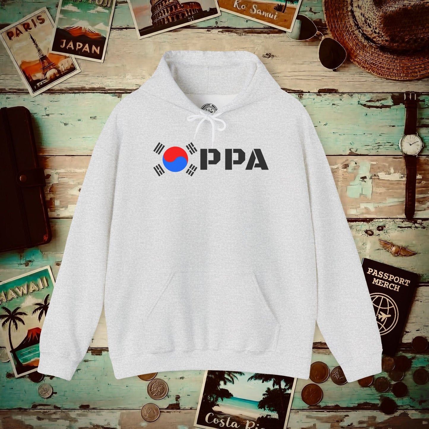 Oppa Flag, Korea Hoodie Ash / S