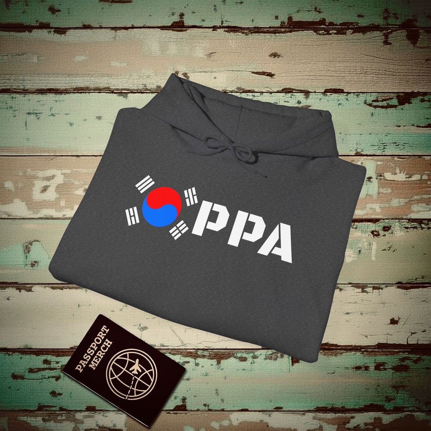 Oppa Flag, Korea Hoodie Dark Heather / S