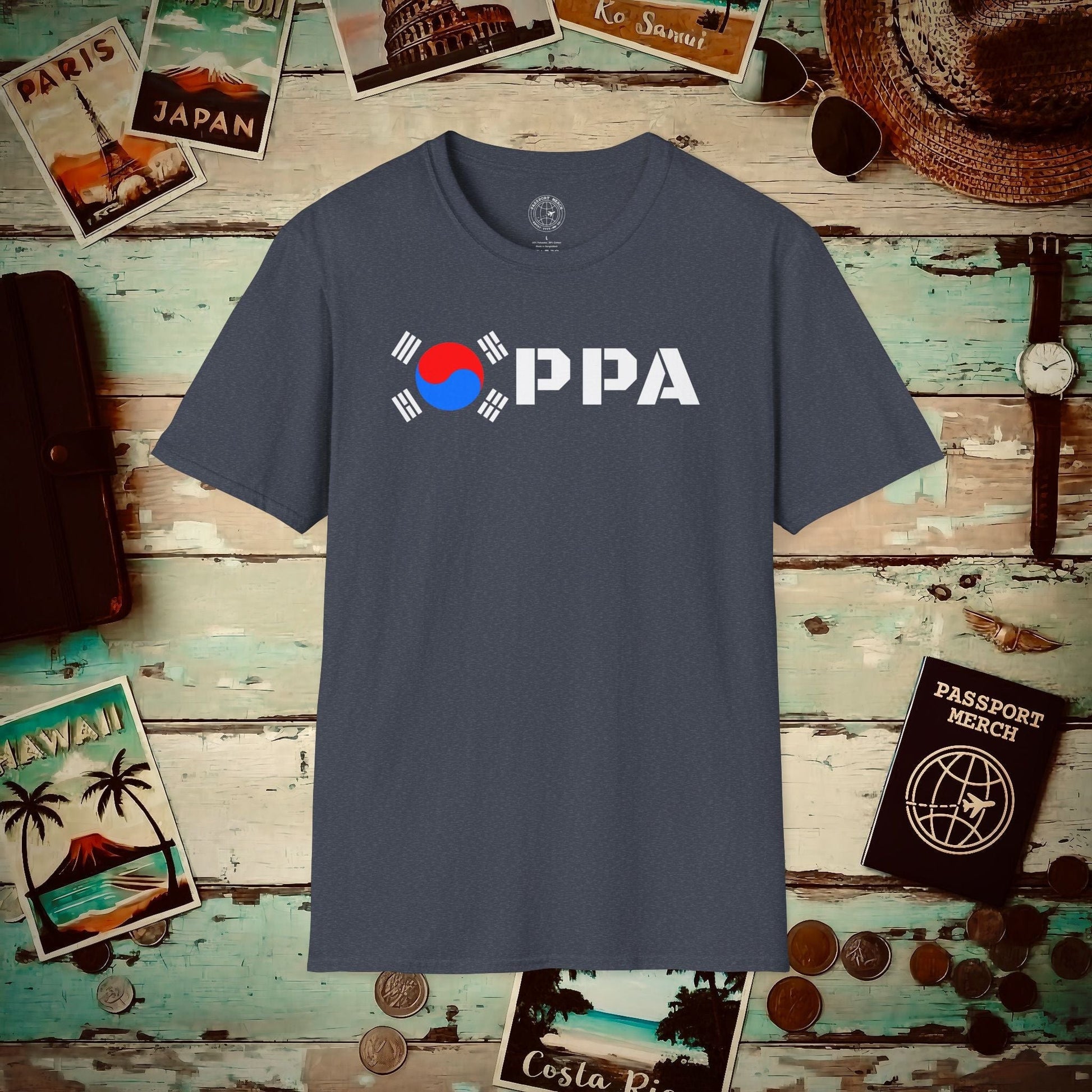 Oppa Flag, Korea T-Shirt Heather Navy / S