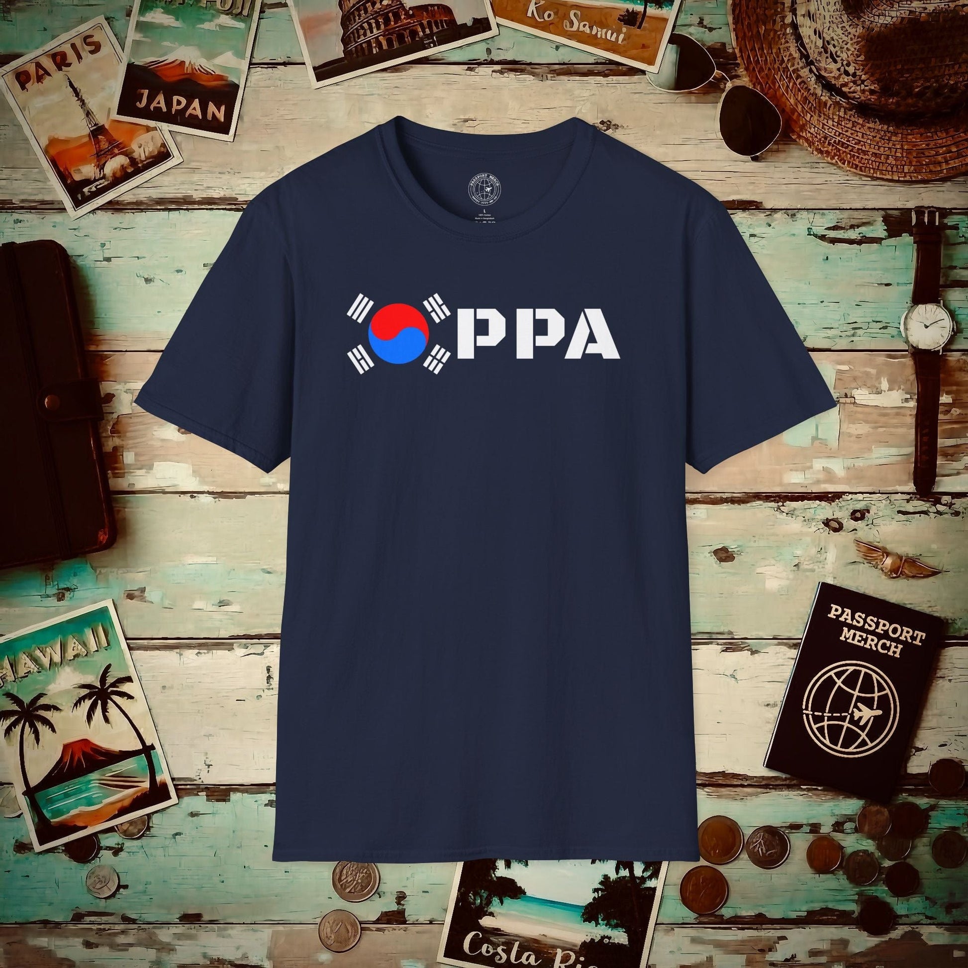 Oppa Flag, Korea T-Shirt Navy / S
