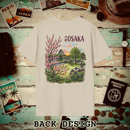 Osaka Flowers in Watercolored Oak, Japan Back Print T-Shirt Sand / S