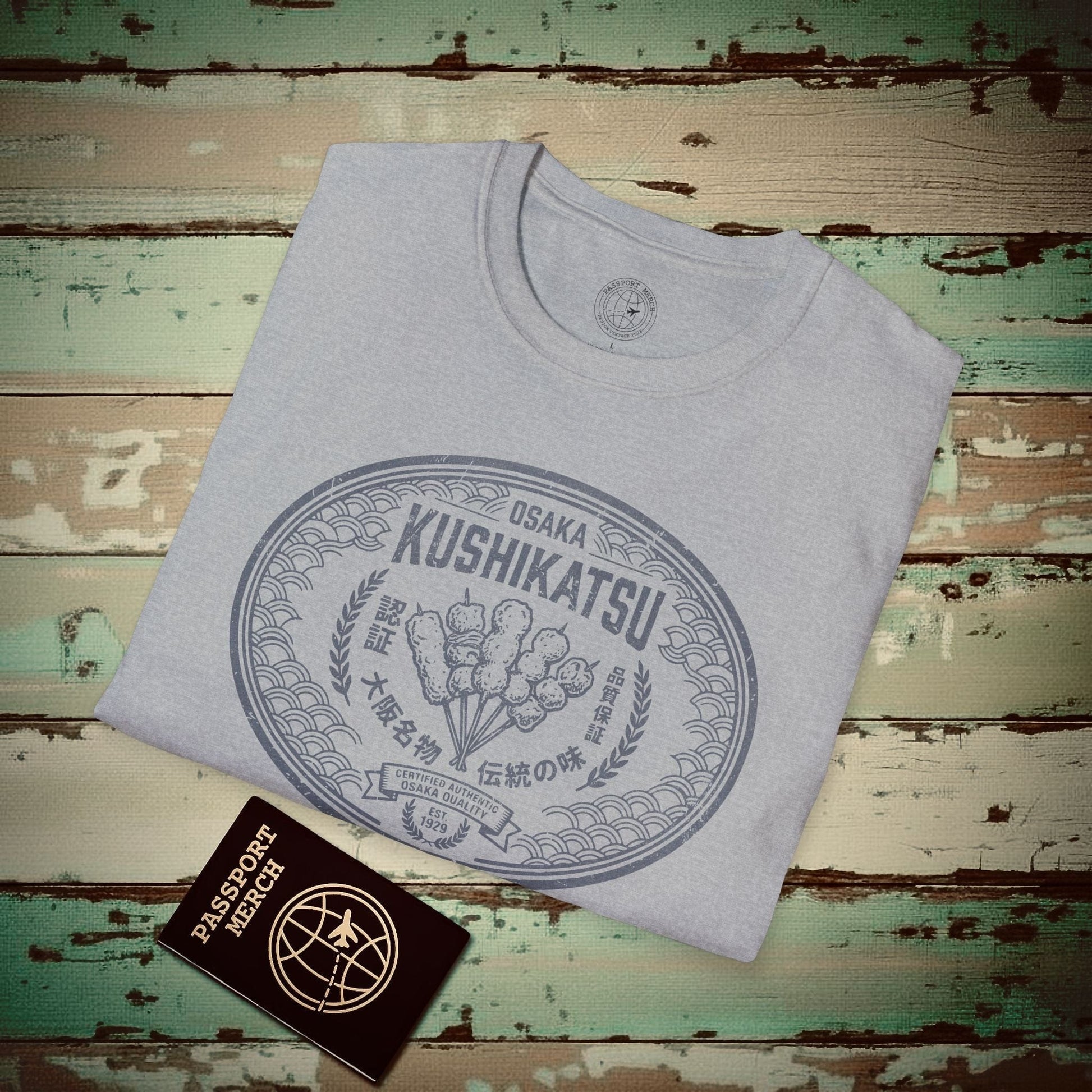 Osaka Kushikatsu Stamp, Japan T-Shirt Sport Grey / S