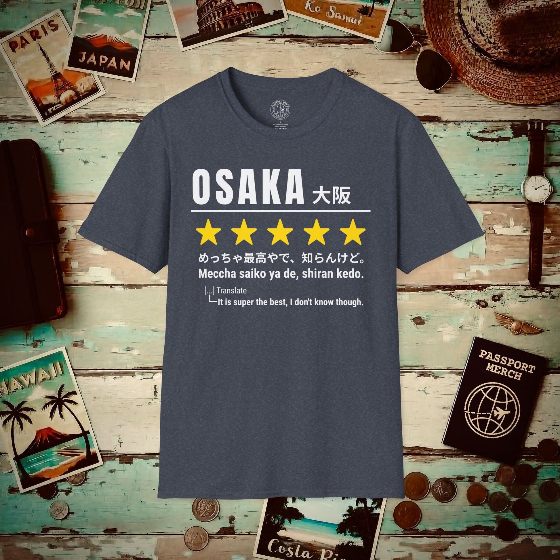 Osaka Shiran Kedo 5-Star Review, Japan T-Shirt Heather Navy / S