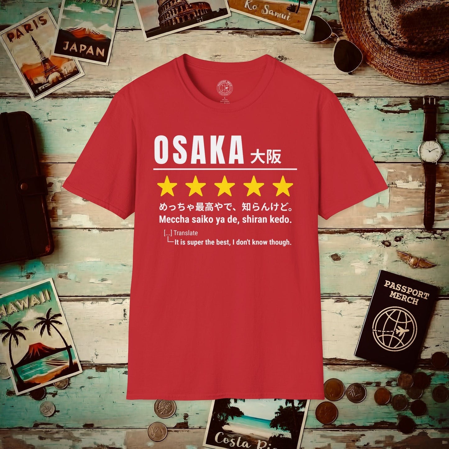 Osaka Shiran Kedo 5-Star Review, Japan T-Shirt Red / S