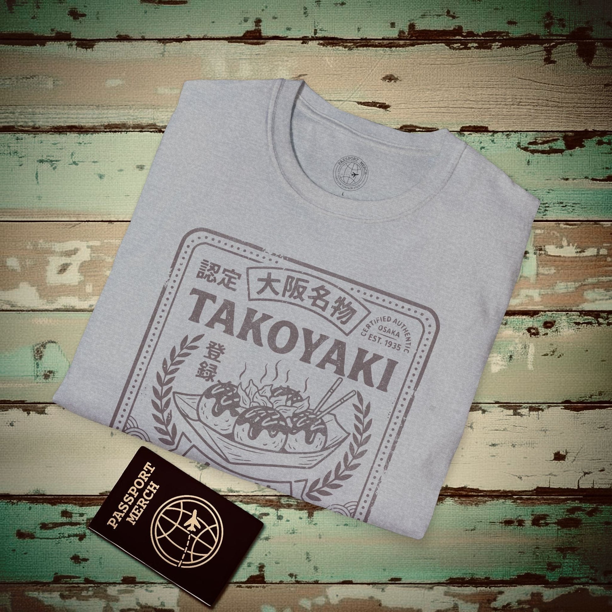 Osaka Takoyaki Stamp, Japan T-Shirt Sport Grey / S
