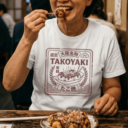 Osaka Takoyaki Stamp, Japan T-Shirt White / S