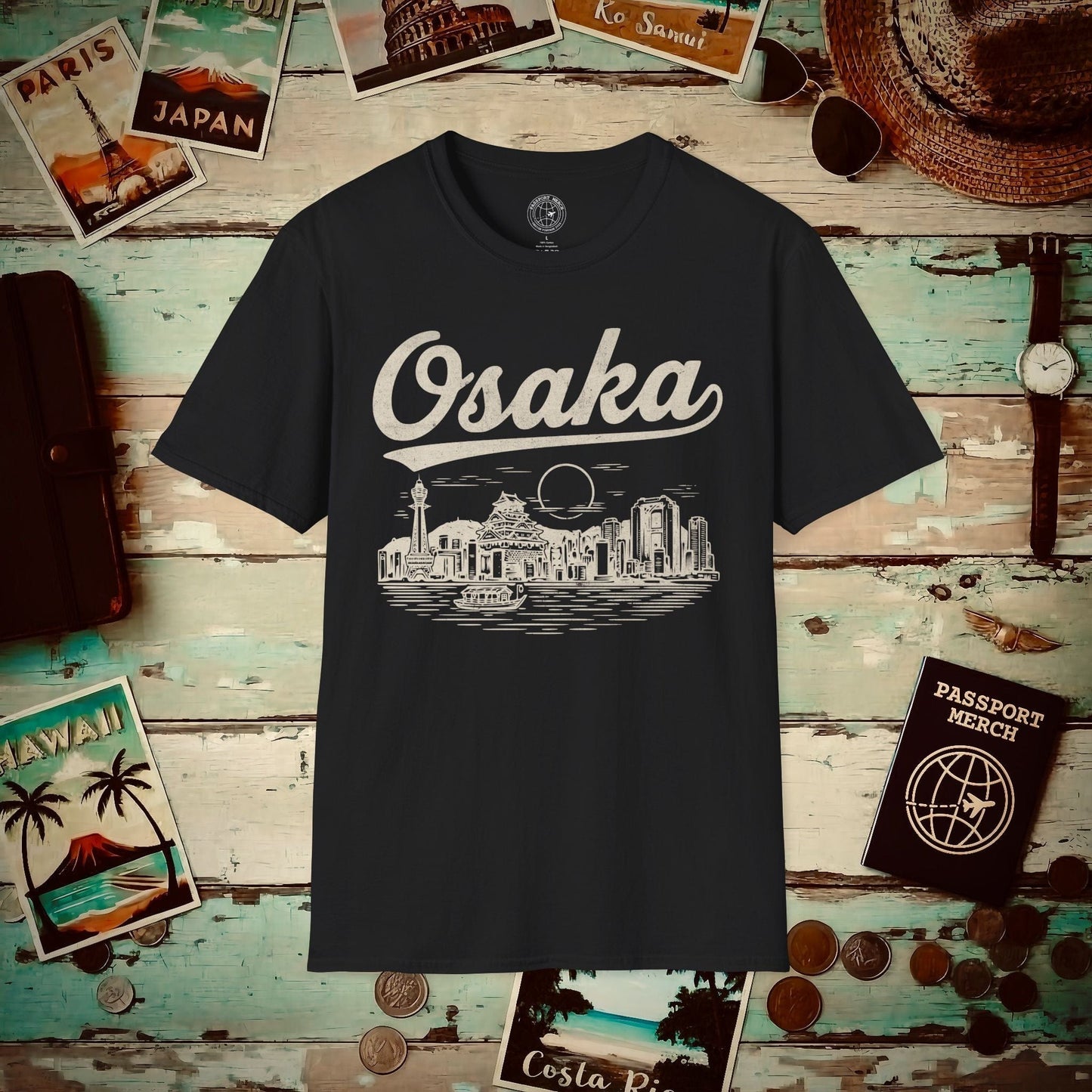 Osaka Vintage Monochrome, Japan T-Shirt Black / S