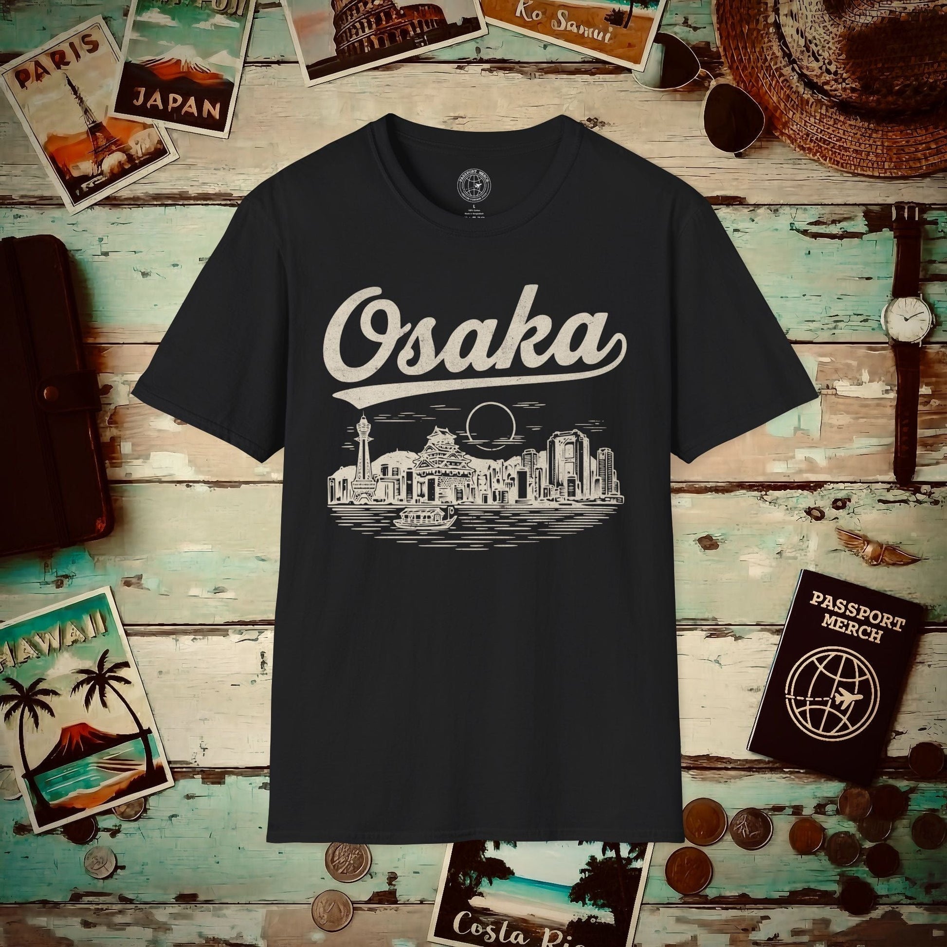 Osaka Vintage Monochrome, Japan T-Shirt Black / S