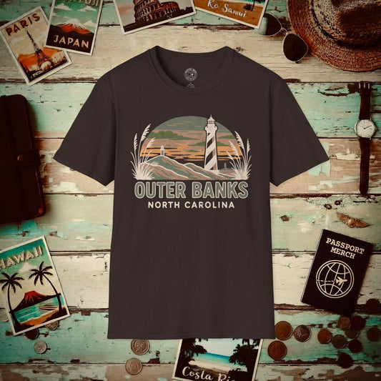 Outer Banks, North Carolina - 80's Vintage T-Shirt Dark Chocolate / S