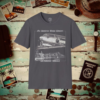 Pan Am 1950s San Francisco-Honolulu Route, Hawaii (OFFICIAL) T-Shirt Charcoal / S