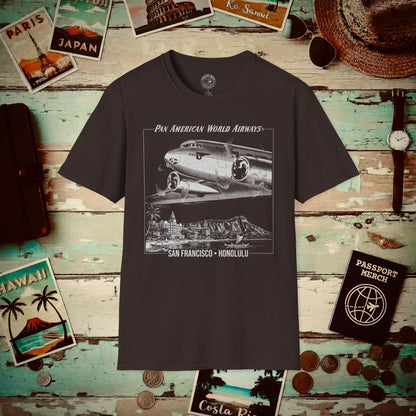 Pan Am 1950s San Francisco-Honolulu Route, Hawaii (OFFICIAL) T-Shirt Dark Chocolate / S