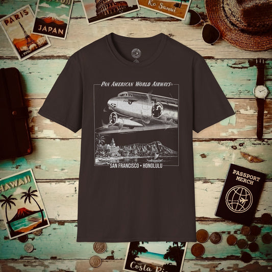 Pan Am 1950s San Francisco-Honolulu Route, Hawaii (OFFICIAL) T-Shirt Dark Chocolate / S