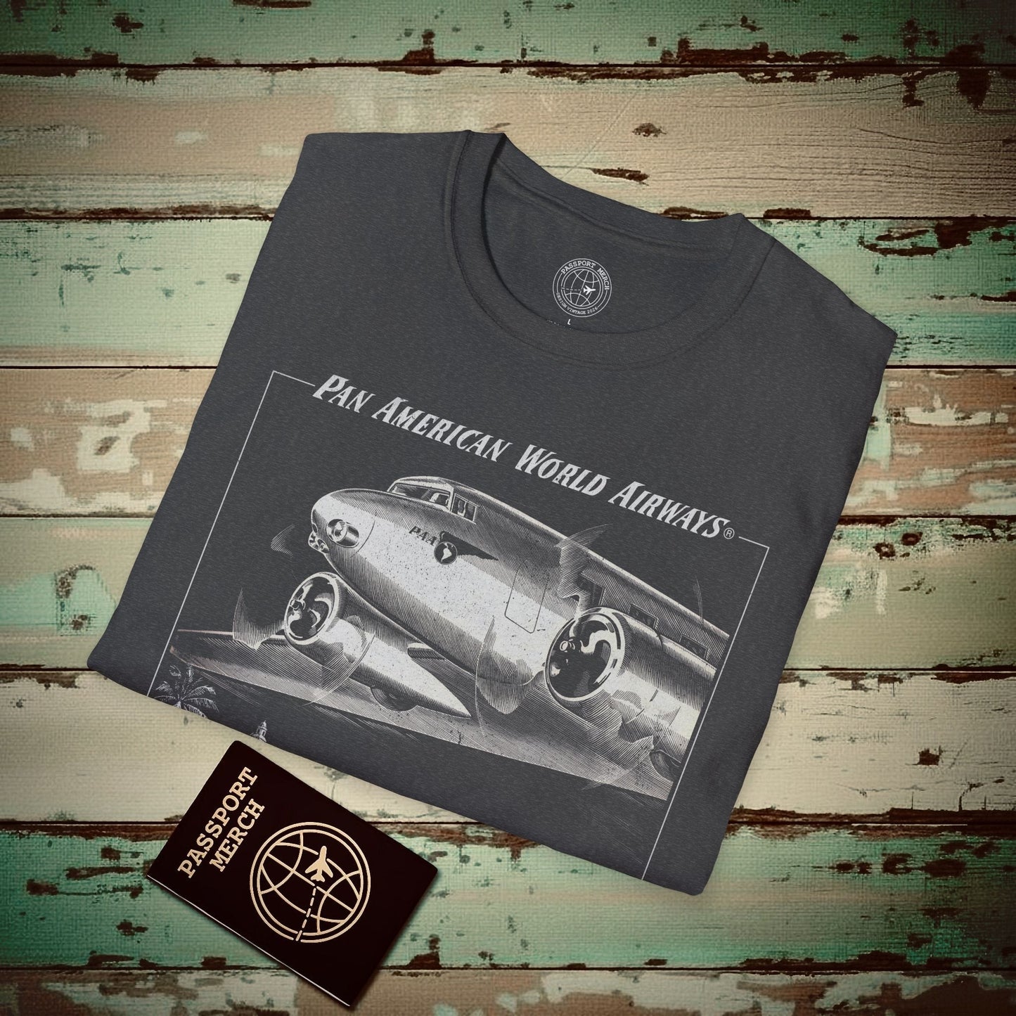 Pan Am 1950s San Francisco-Honolulu Route, Hawaii (OFFICIAL) T-Shirt Dark Heather / S
